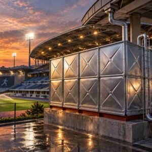 Modular Galvanized Water Tank, 100 m&sup3; — modular galvanized water tank — full elevation of the assembled tank
