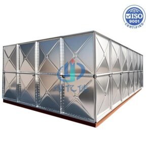 Galvanized Sectional Water Tank, 100 m&sup3; — galvanized sectional water tank — sectional panels being assembled on site
