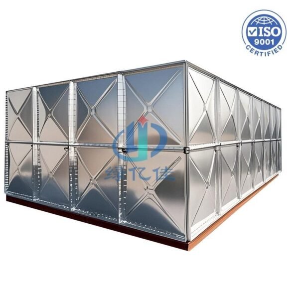 Galvanized Sectional Water Tank, 100 m&sup3; — galvanized sectional water tank — sectional panels being assembled on site