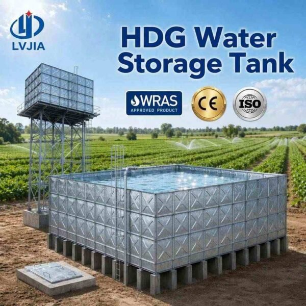 Galvanized Sectional Water Tank, 100 m&sup3; — galvanized sectional water tank — inside the assembled tank before filling