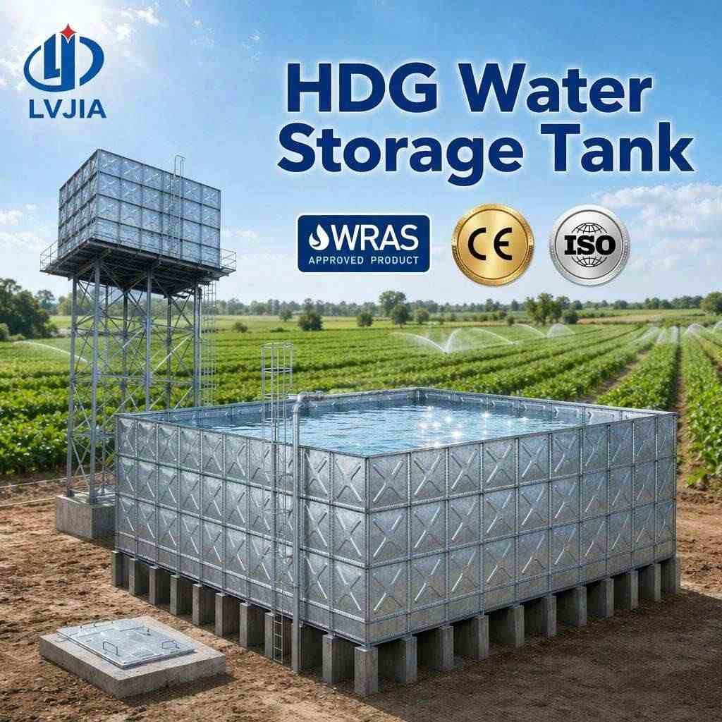 Galvanized Sectional Water Tank, 100 m³ — galvanized sectional water tank — inside the assembled tank before filling