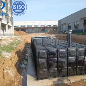 Anti-Floating BDF Underground Fire Water Tank — anti floating bdf tank — flange, valve and float connections in place