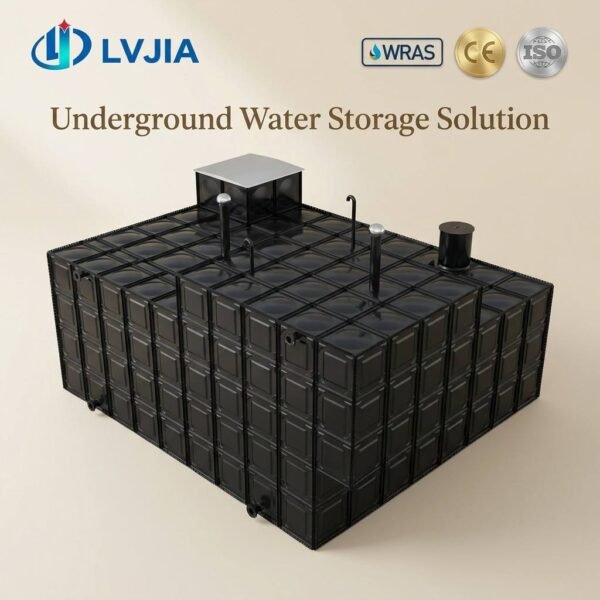 Galvanized Stainless Composite BDF Water Tank — bdf composite water tank — flange, valve and float connections in place