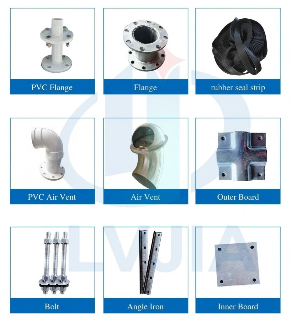 LVJIA water tank accessories: flanges, vents and assembly bolts