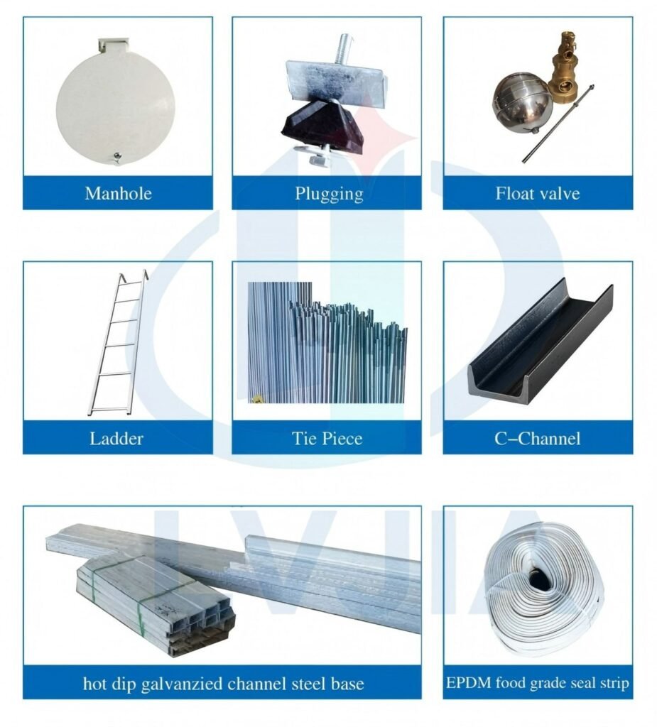LVJIA water tank accessories: manhole cover, ladder and float valve