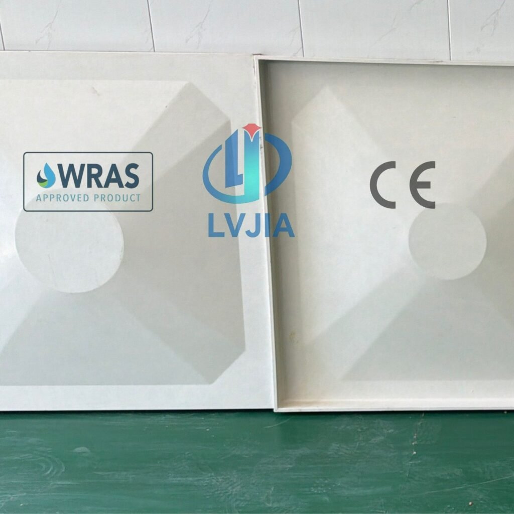 Close-up of an SMC moulded GRP water tank panel