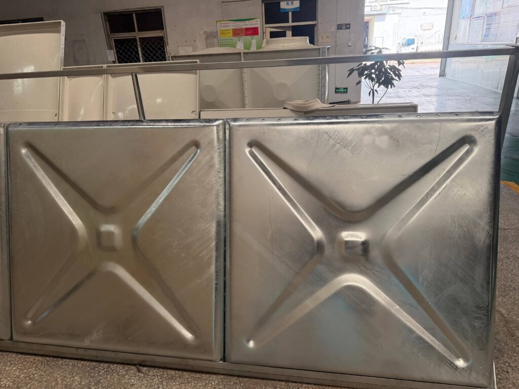 Surface finish of a hot-dip galvanized sectional tank panel, the zinc side of the galvanized vs enamel water tank decision