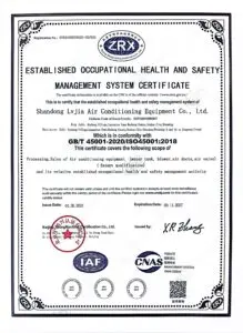 ISO 45001 occupational health and safety certificate