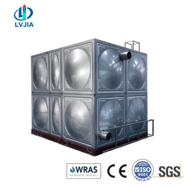 Stainless Steel Drinking Water Tank, 200 m&sup3; — stainless steel drinking water tank — panel detail showing the bolted, gas