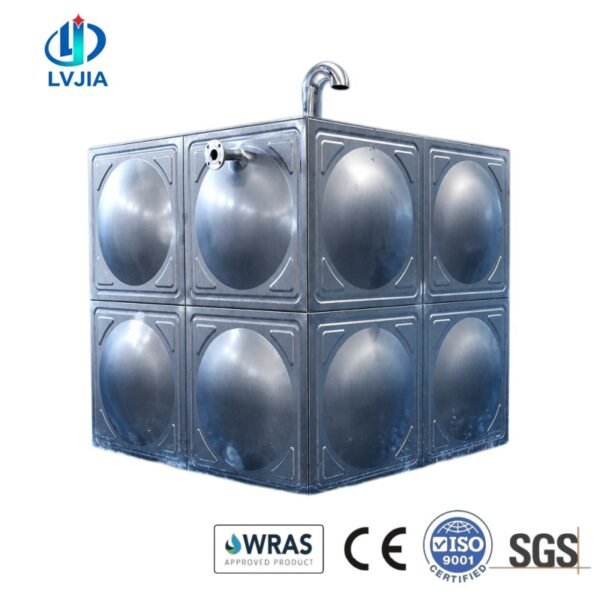 Stainless Steel Drinking Water Tank, 200 m&sup3; — stainless steel drinking water tank — access hatch, vent and pipework conn