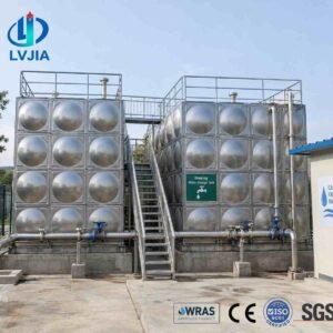 Stainless Steel Drinking Water Tank, 200 m&sup3; — stainless steel drinking water tank — inside the assembled tank before fil
