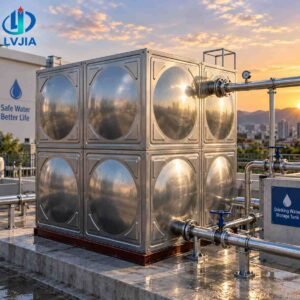 Stainless Steel Drinking Water Tank, 200 m&sup3; — stainless steel drinking water tank — flange, valve and float connections