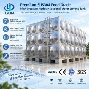 Food Grade Stainless Steel Tank, High Pressure — food grade stainless steel tank — installed on site before backfill