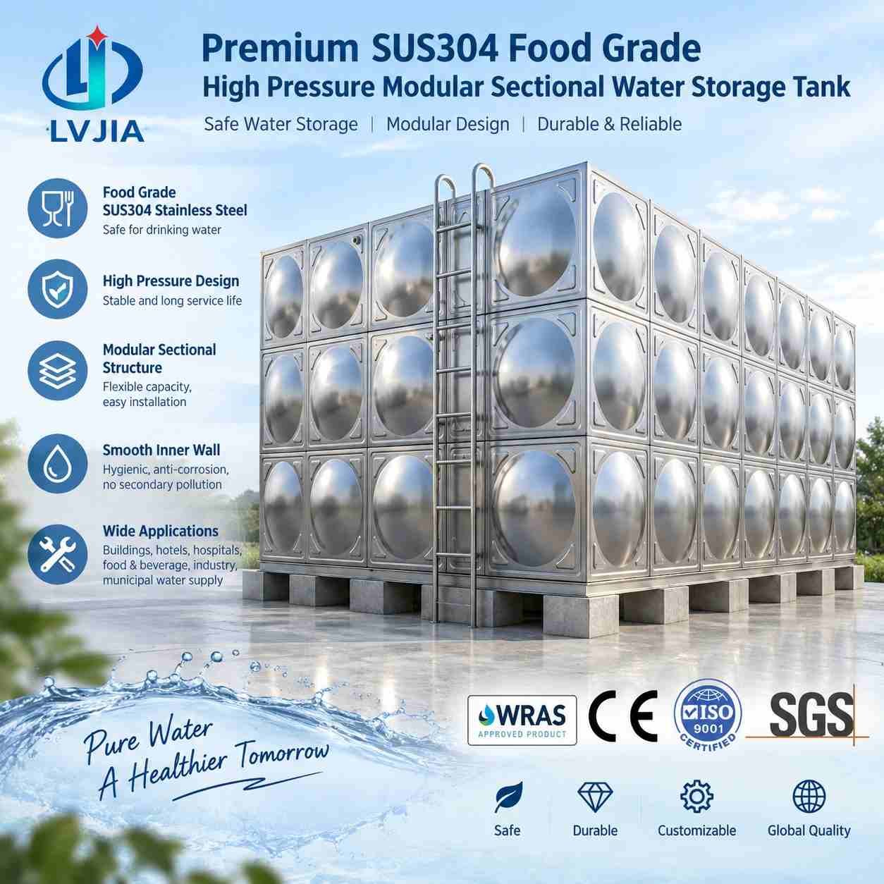 Food Grade Stainless Steel Tank, High Pressure