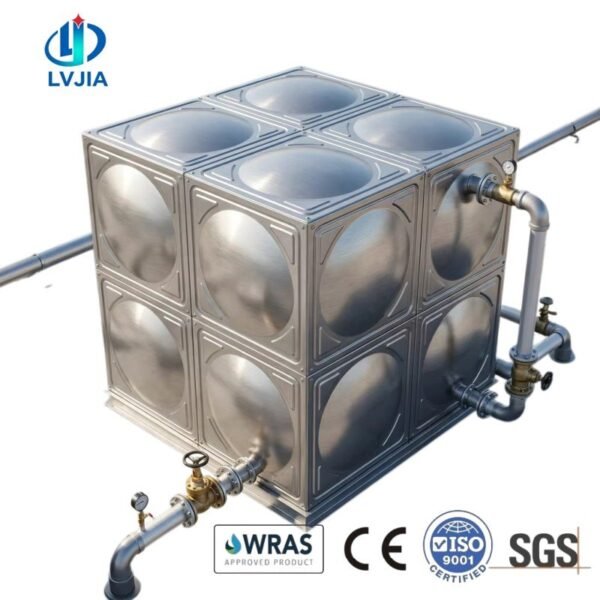 Small Stainless Steel Water Tank, 5000 Litre — small stainless steel water tank — panel detail showing the bolted, gasketed j