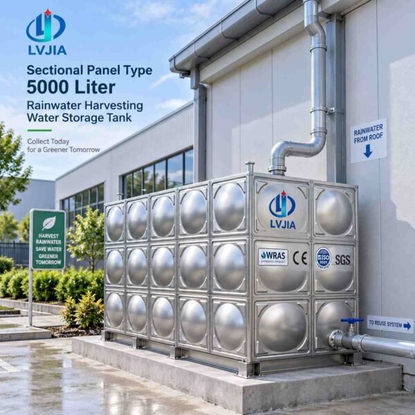 Small Stainless Steel Water Tank, 5000 Litre — small stainless steel water tank — access hatch, vent and pipework connections