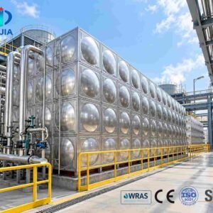 Depósito de agua de acero inoxidable 316 reforzado — montaje del depósito en obra