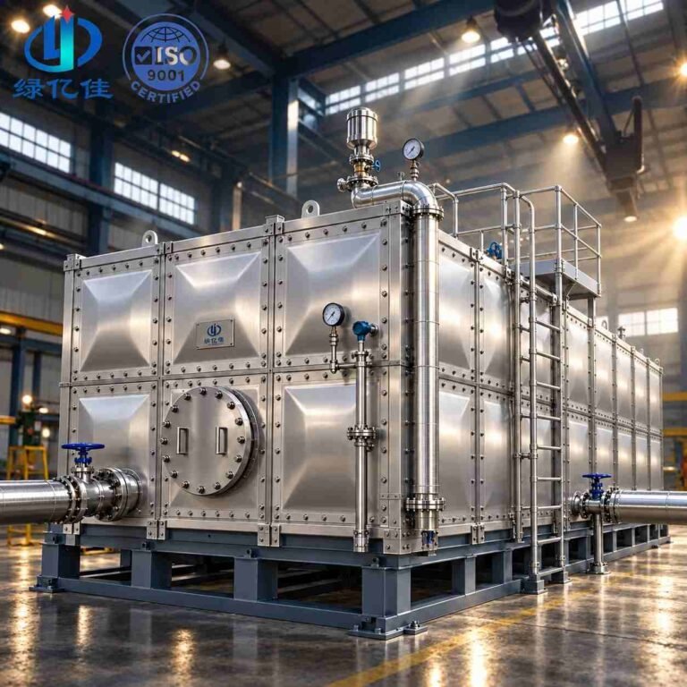 Stainless Steel Process Water Tank, Process — stainless steel process water tank — panel detail showing the bolted, gasketed joint