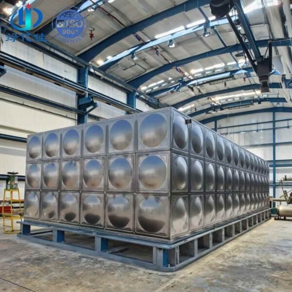 Stainless Steel Process Water Tank, Process — stainless steel process water tank — access hatch, vent and pipework connections
