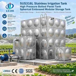Stainless Steel Irrigation Tank, Embossed 316L — stainless steel irrigation tank — installed on site before backfill