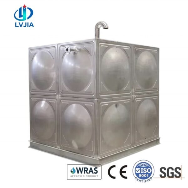 Stainless Steel Storage Tank, 200 m&sup3; — stainless steel storage tank — completed installation ready for commissioning